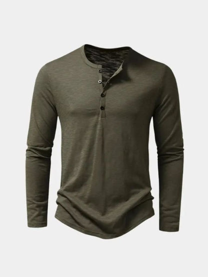 Casual Henley Neck Long Sleeve T-Shirt - Manly Man