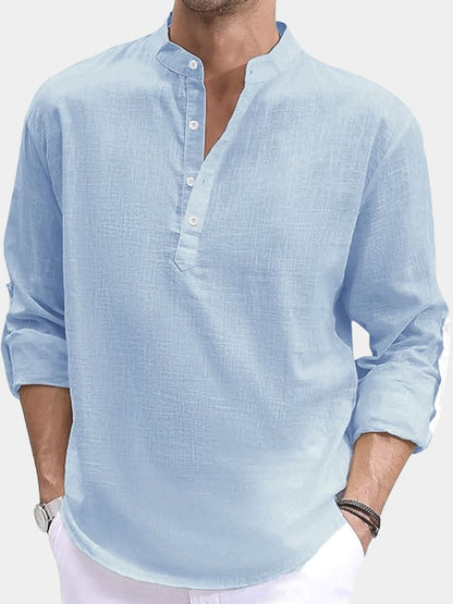 Casual Henley Neck Long Sleeve T-Shirt - Manly Man