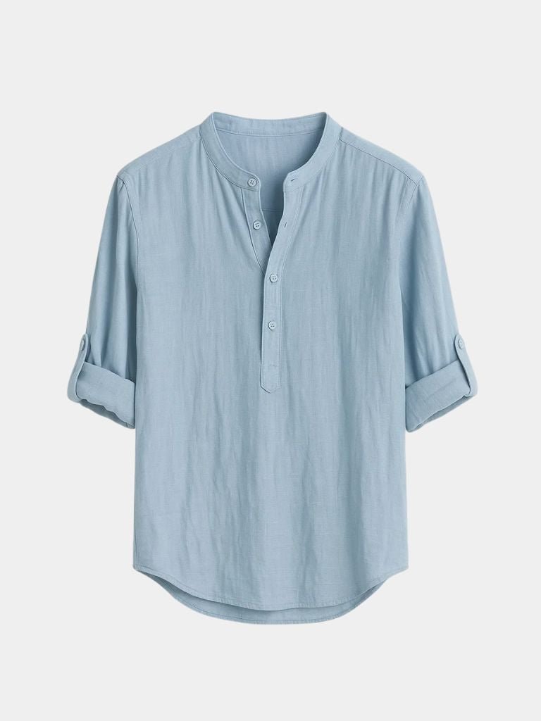 Casual Henley Neck Long Sleeve T-Shirt - Manly Man