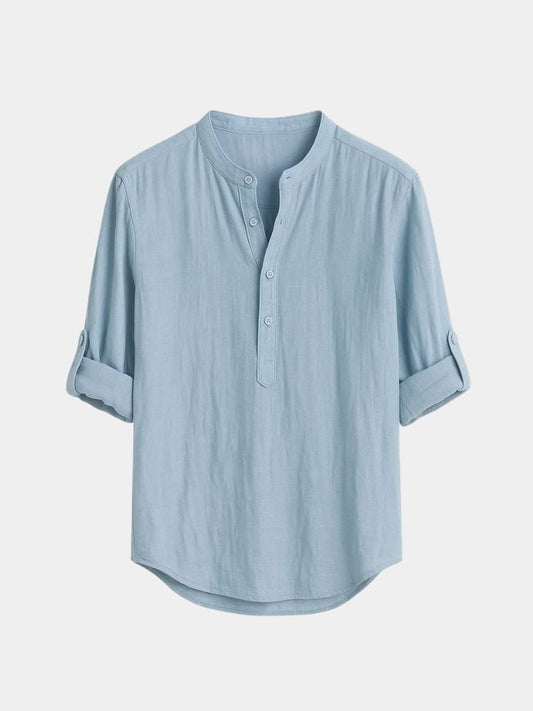 Casual Henley Neck Long Sleeve T-Shirt - Manly Man