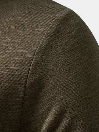 Casual Henley Neck Long Sleeve T-Shirt - Manly Man