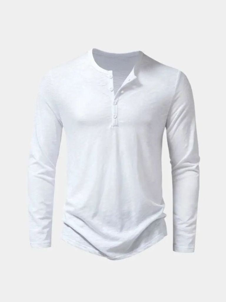 Casual Henley Neck Long Sleeve T-Shirt - Manly Man