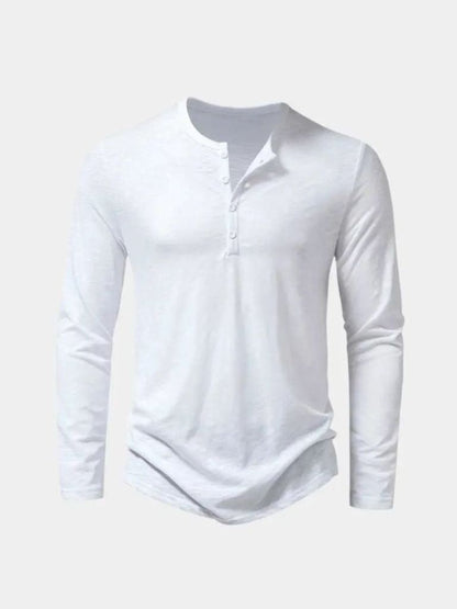 Casual Henley Neck Long Sleeve T-Shirt - Manly Man