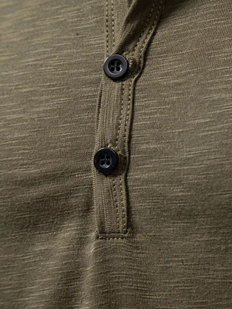 Casual Henley Neck Long Sleeve T-Shirt - Manly Man