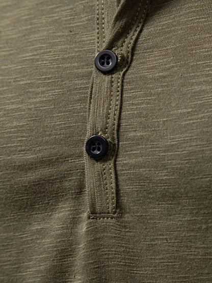 Casual Henley Neck Long Sleeve T-Shirt - Manly Man