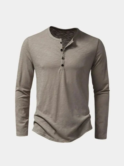 Casual Henley Neck Long Sleeve T-Shirt - Manly Man