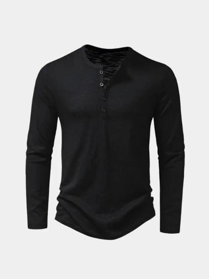 Casual Henley Neck Long Sleeve T-Shirt - Manly Man