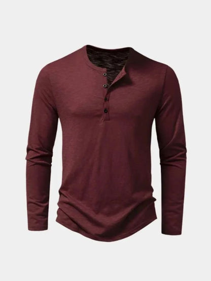 Casual Henley Neck Long Sleeve T-Shirt - Manly Man
