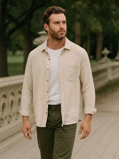 Casual Solid Corduroy Shirt - Manly Man