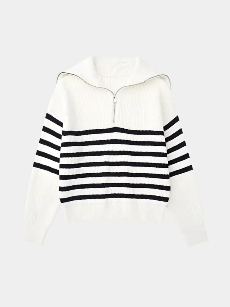 Casual Striped Zip Up Sweater - Manly Man