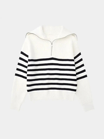 Casual Striped Zip Up Sweater - Manly Man