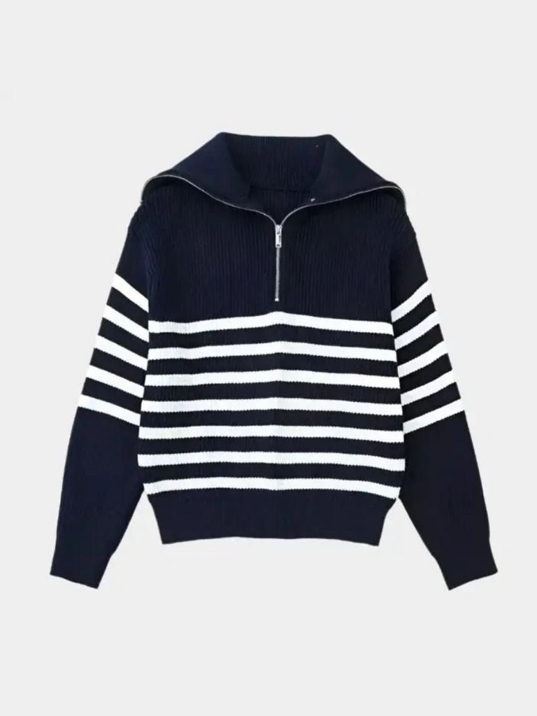 Casual Striped Zip Up Sweater - Manly Man