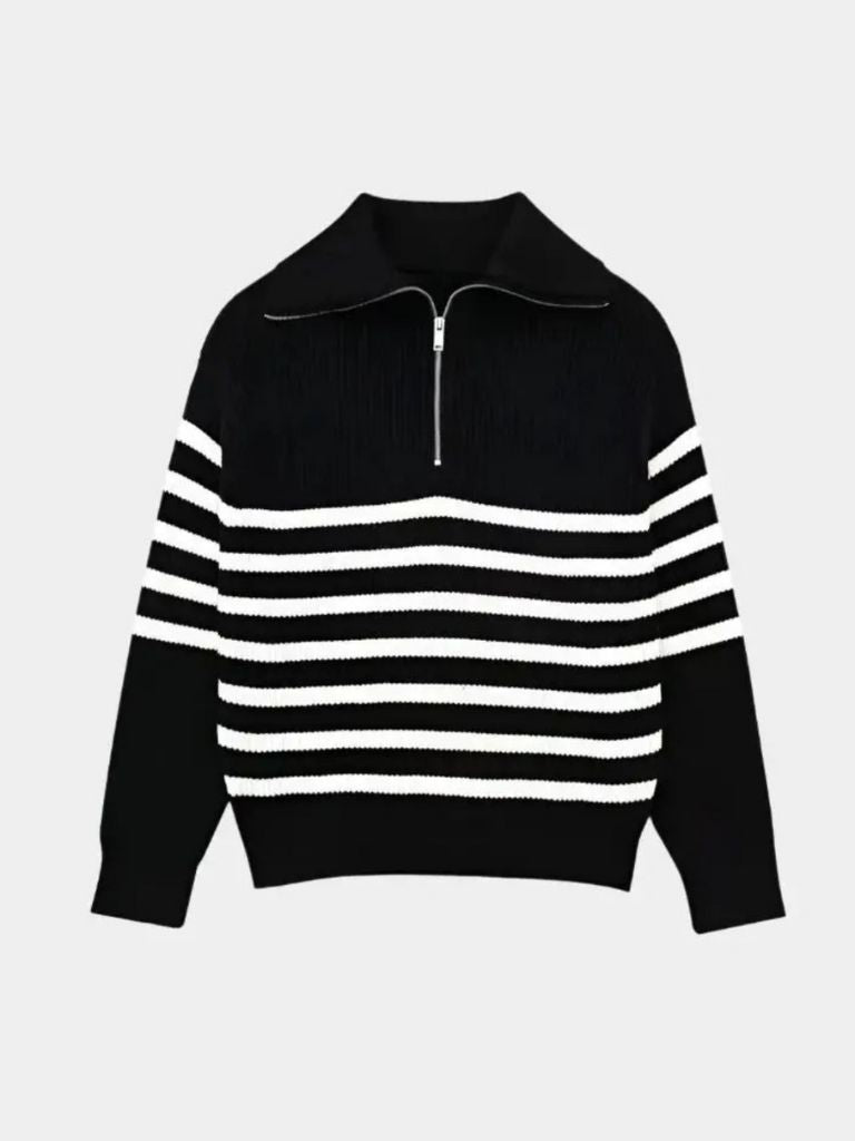 Casual Striped Zip Up Sweater - Manly Man