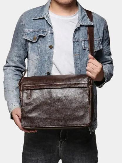Klassische Messenger-Ledertasche - Manly Man
