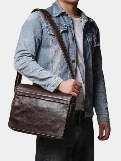 Klassische Messenger-Ledertasche - Manly Man