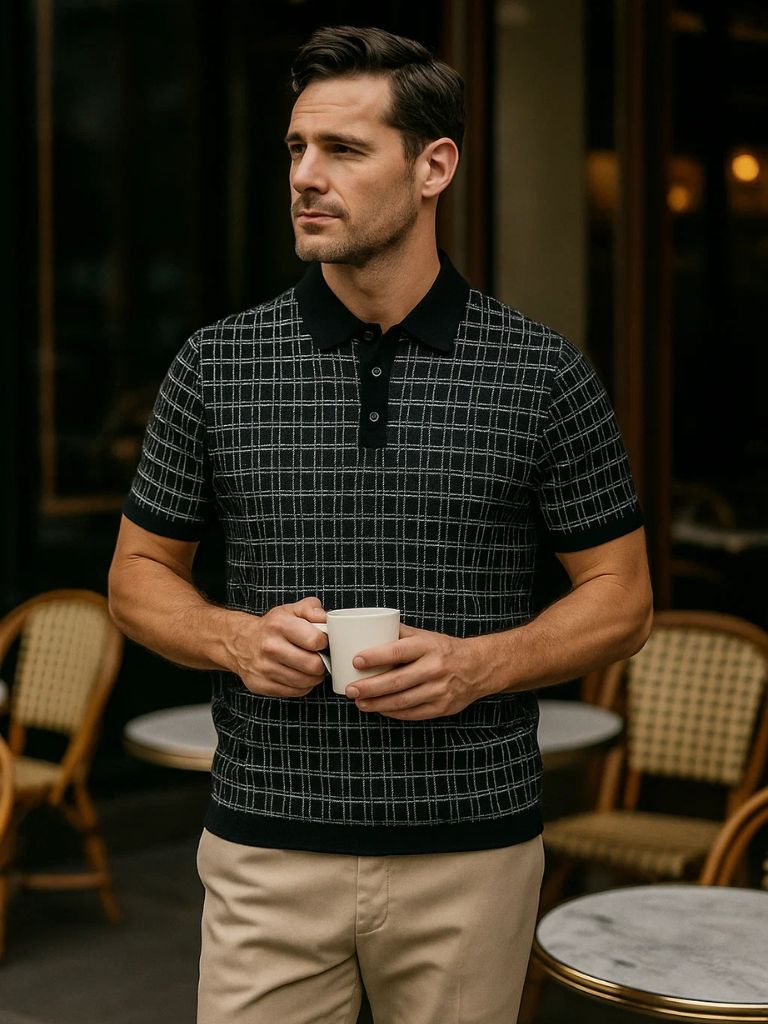 Classic Noir Knit Polo Shirt - Manly Man
