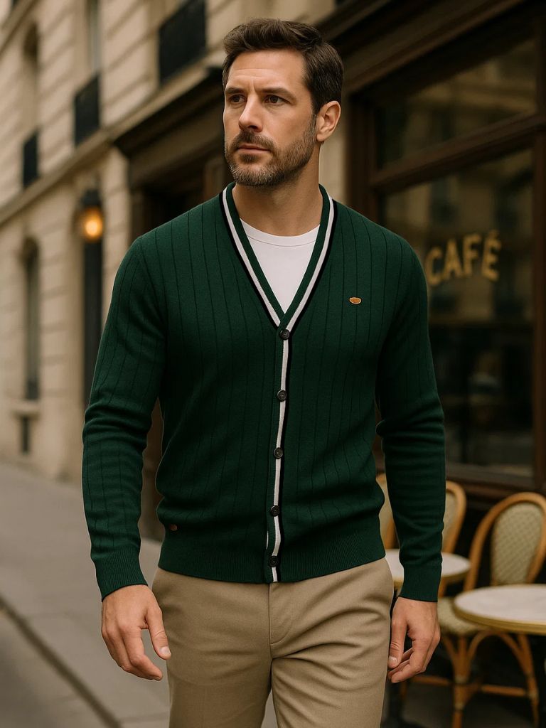 Cotton Button-Up Cardigan Sweater - Manly Man