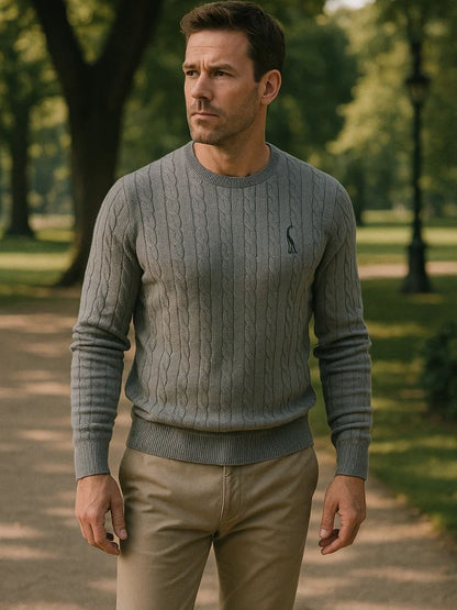 Cotton  Crew Neck Pullover Sweater - Manly Man