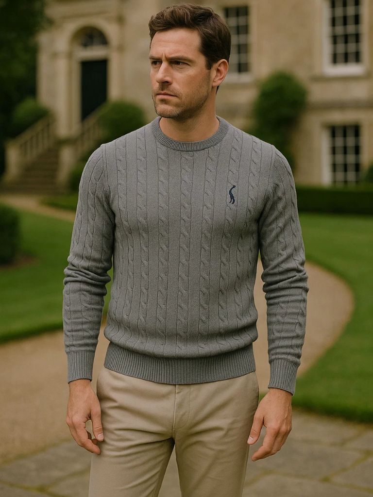 Cotton  Crew Neck Pullover Sweater - Manly Man