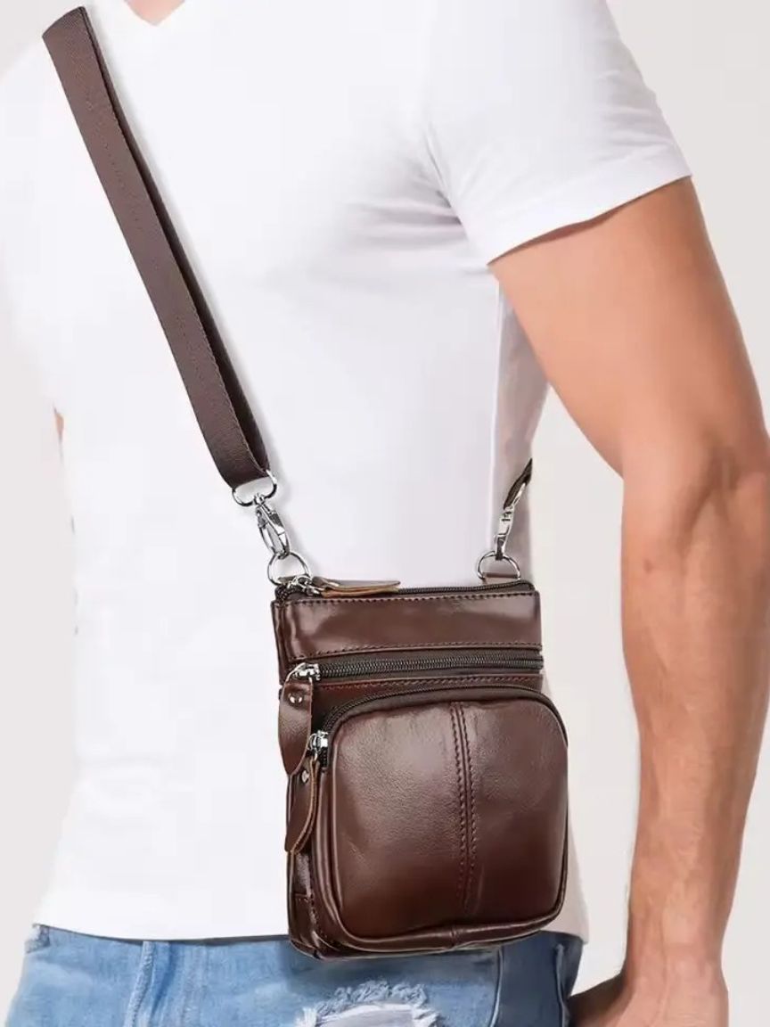 Crossbody Leather Shoulder Bag - Manly Man