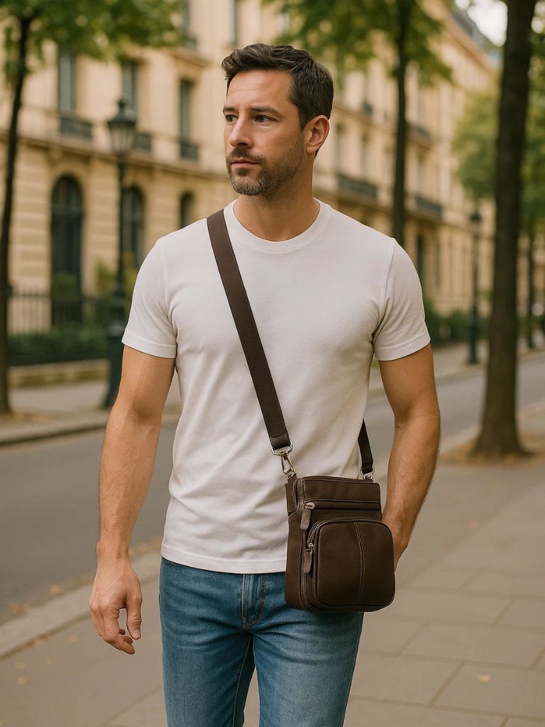 Crossbody Leather Shoulder Bag - Manly Man