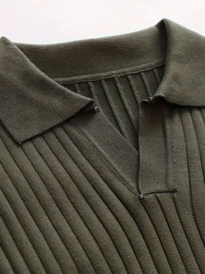 Elegant Open Collar Long Sleeve Polo - Manly Man