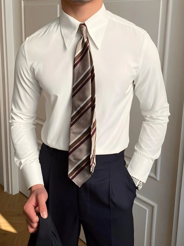 Elegant Spearpoint Collar Shirt - Manly Man