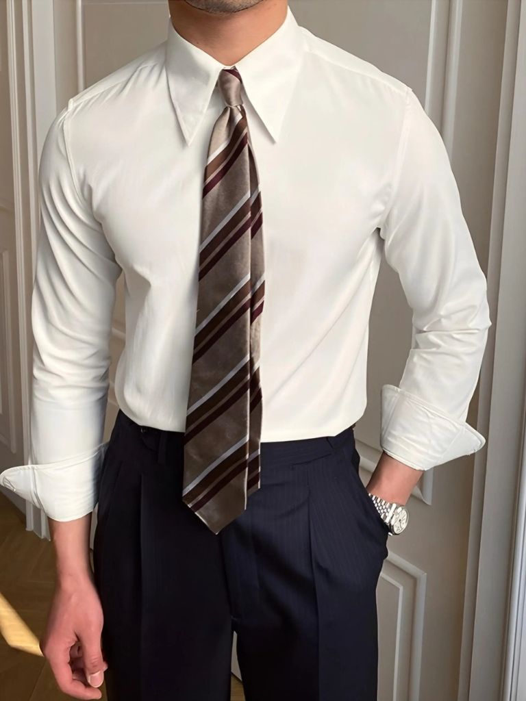 Elegant Spearpoint Collar Shirt - Manly Man