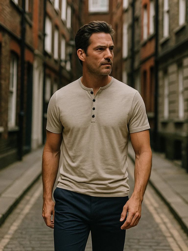 Essential Casual Henley Neck T-Shirt - Manly Man