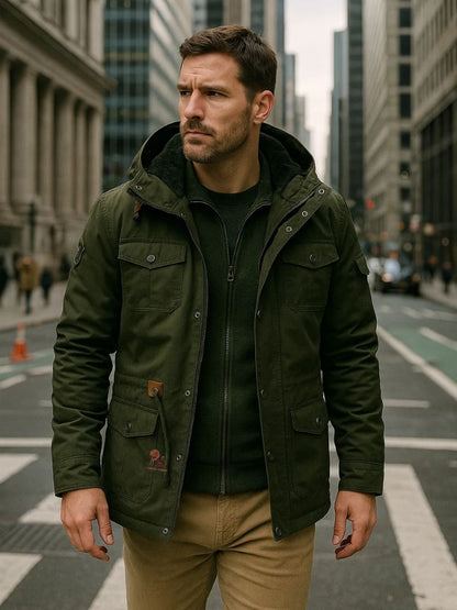 Fleece Hooded Bomber Jacket - Manly Man