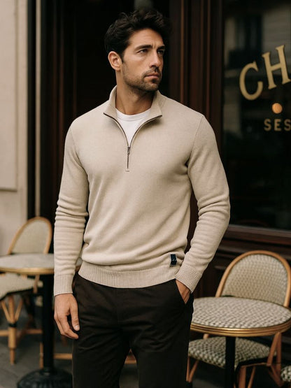 Half Zip Knitwear Solid Color Cardigan Sweater - Manly Man
