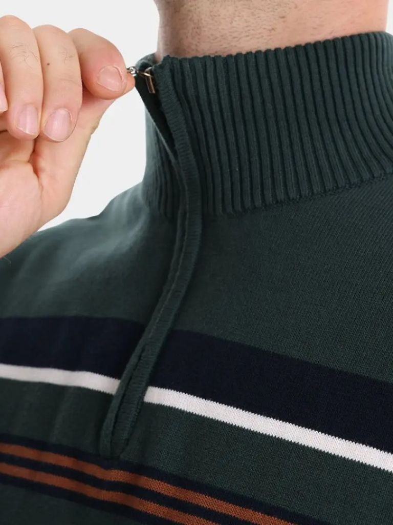 Knit Striped Quarter-Zip Jumper Sweater - Manly Man