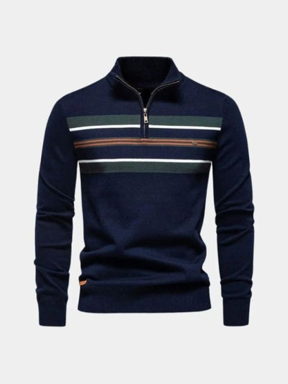 Knit Striped Quarter-Zip Jumper Sweater - Manly Man