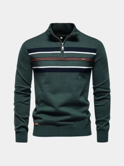 Knit Striped Quarter-Zip Jumper Sweater - Manly Man