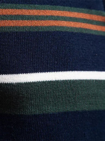 Knit Striped Quarter-Zip Jumper Sweater - Manly Man