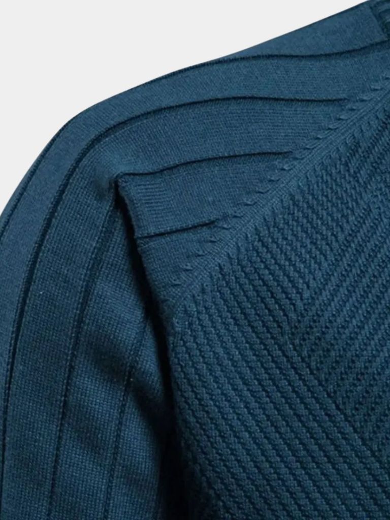 Knit Zipper Jacquard Solid Color Cardigan Sweater - Manly Man