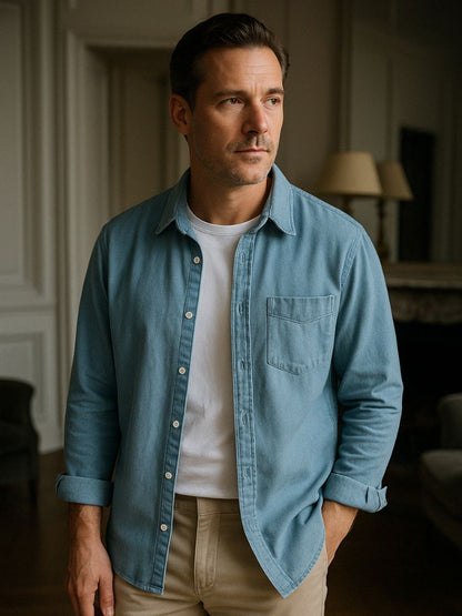 Camisa clásica de pana azul - Manly Man