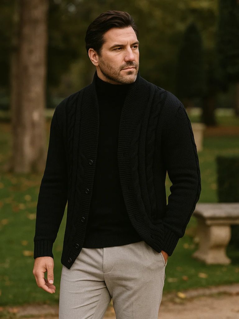 Men's Elegant Knit Cardigan - Manly Man