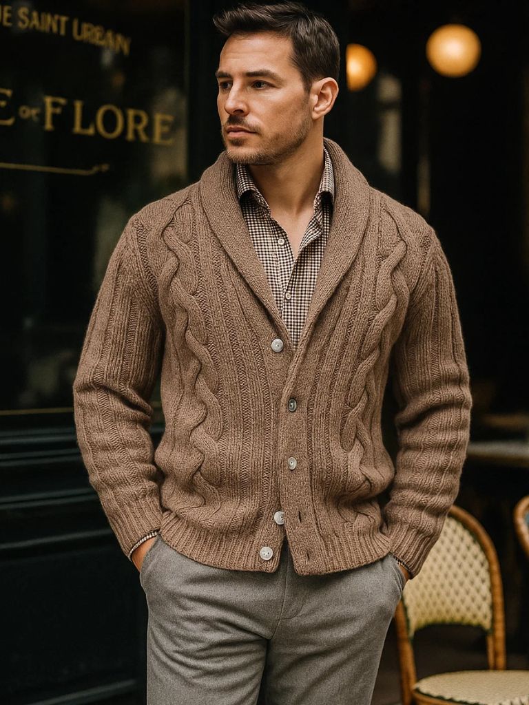 Men's Knitted Cardigan - Manly Man
