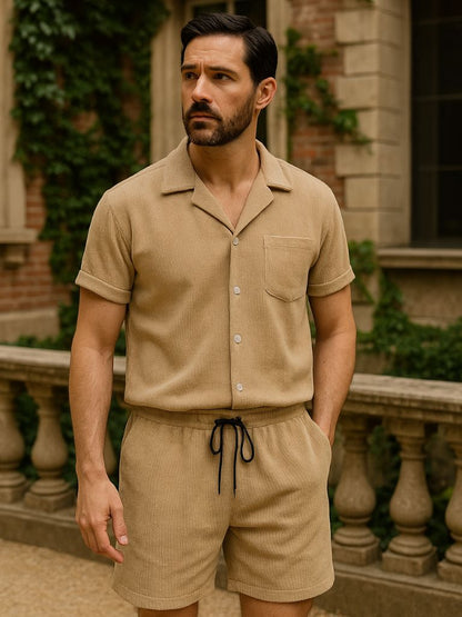 Minimalist Corduroy Set Shorts and Shirt - Manly Man