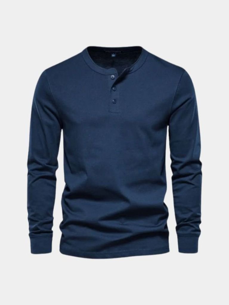 Minimalist Henley Neck Long Sleeve T-Shirt - Manly Man