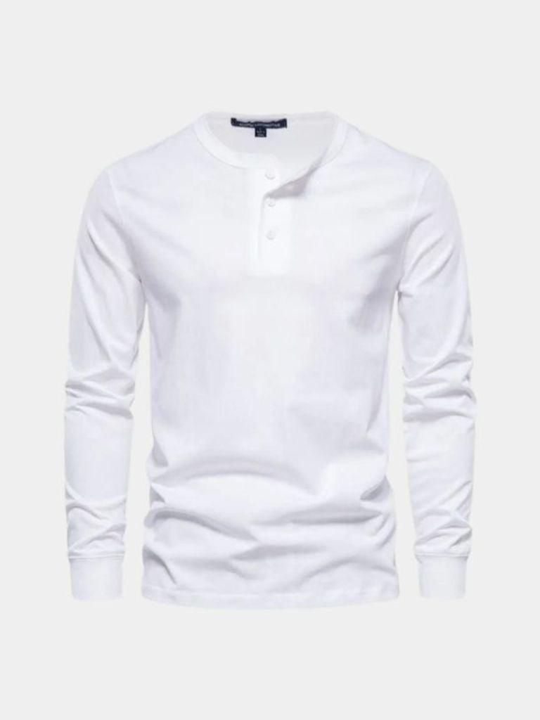 Minimalist Henley Neck Long Sleeve T-Shirt - Manly Man