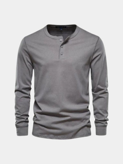 Minimalist Henley Neck Long Sleeve T-Shirt - Manly Man