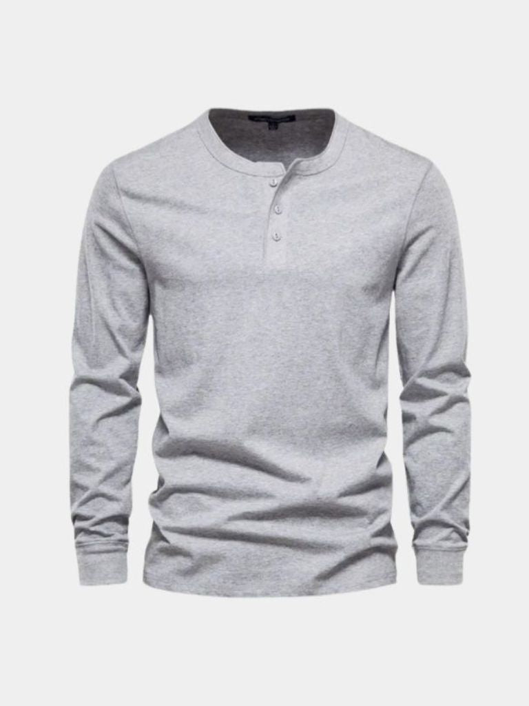 Minimalist Henley Neck Long Sleeve T-Shirt - Manly Man
