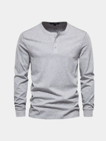 Minimalist Henley Neck Long Sleeve T-Shirt - Manly Man