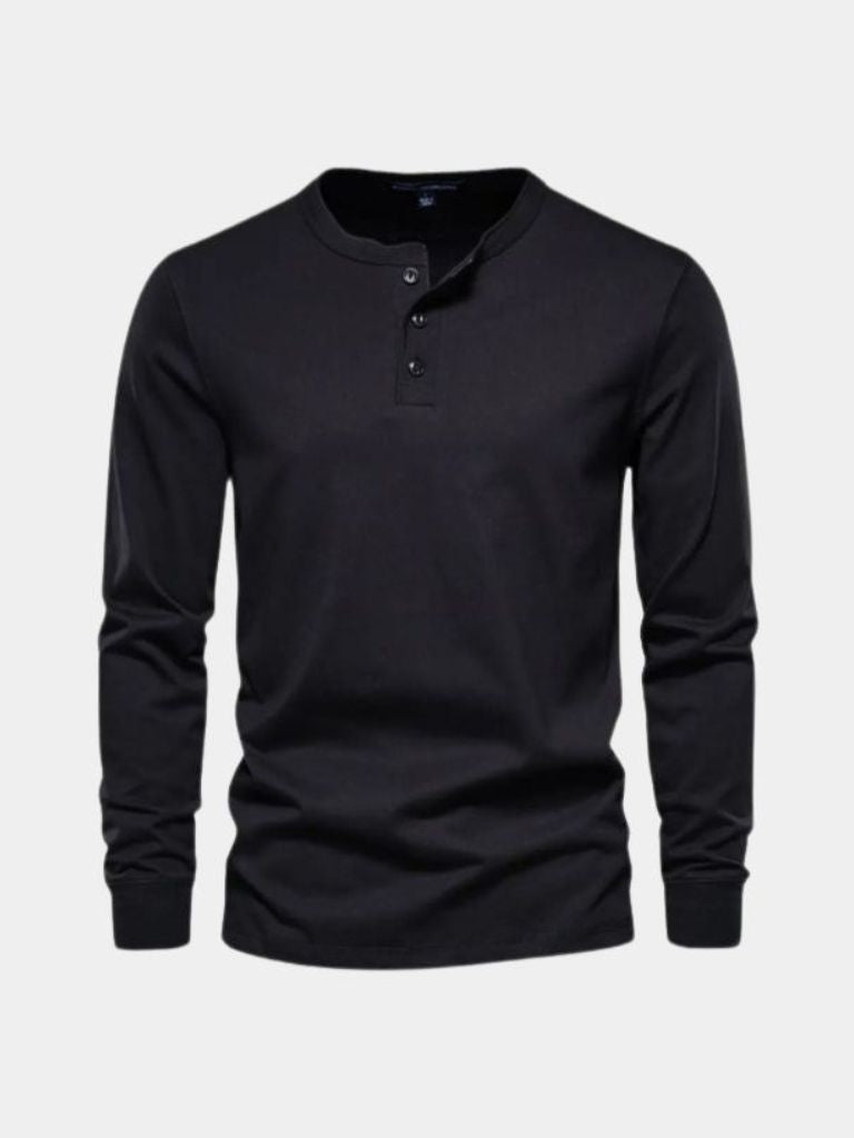 Minimalist Henley Neck Long Sleeve T-Shirt - Manly Man