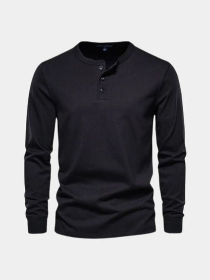 Minimalist Henley Neck Long Sleeve T-Shirt - Manly Man