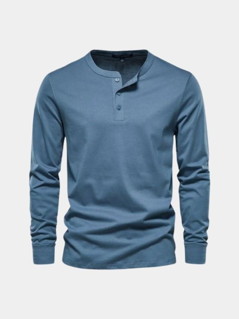 Minimalist Henley Neck Long Sleeve T-Shirt - Manly Man