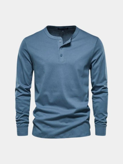 Minimalist Henley Neck Long Sleeve T-Shirt - Manly Man