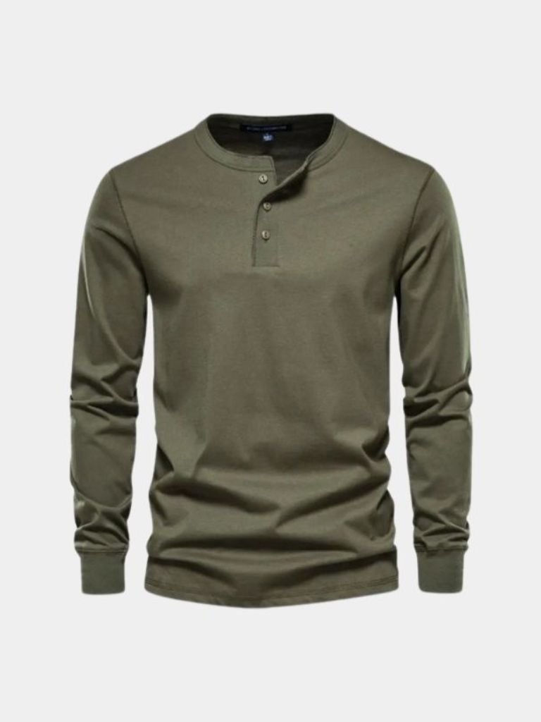 Minimalist Henley Neck Long Sleeve T-Shirt - Manly Man